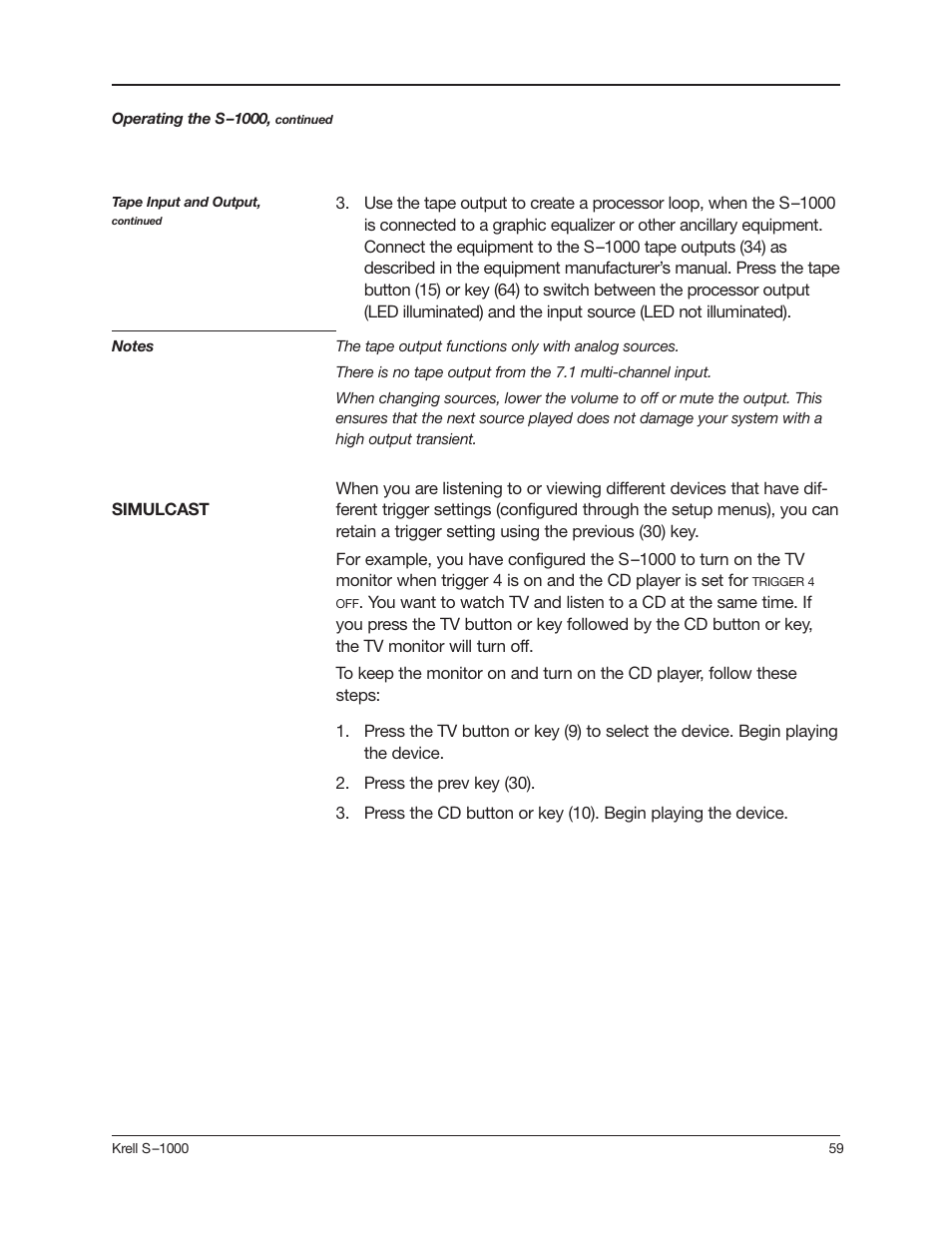 Krell Industries S-1000 User Manual | Page 63 / 72