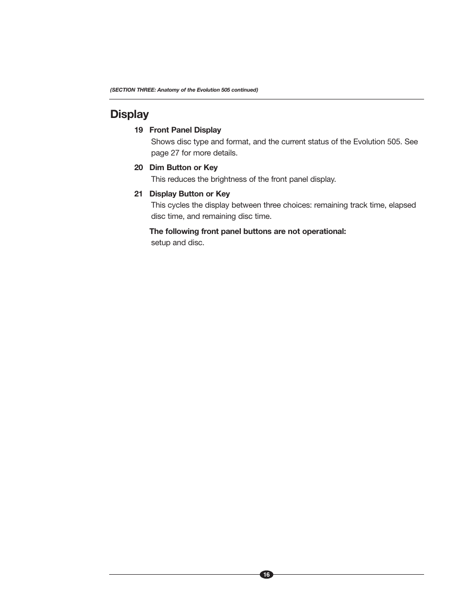 Display | Krell Industries Evolution 505 User Manual | Page 16 / 32