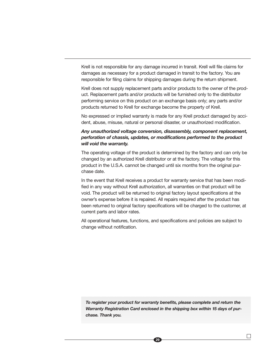 Krell Industries Evolution 505 User Manual | Page 29 / 32