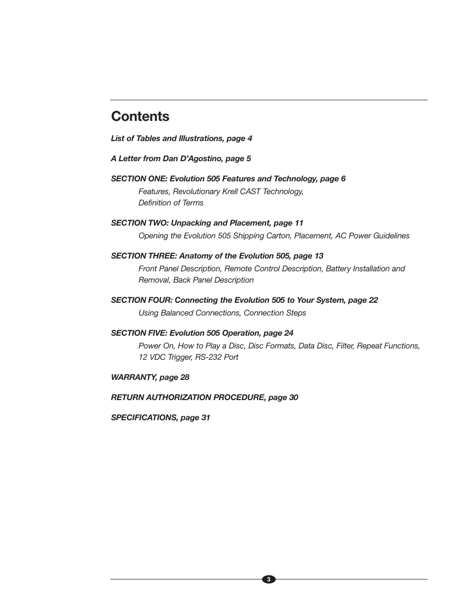 Krell Industries Evolution 505 User Manual | Page 3 / 32