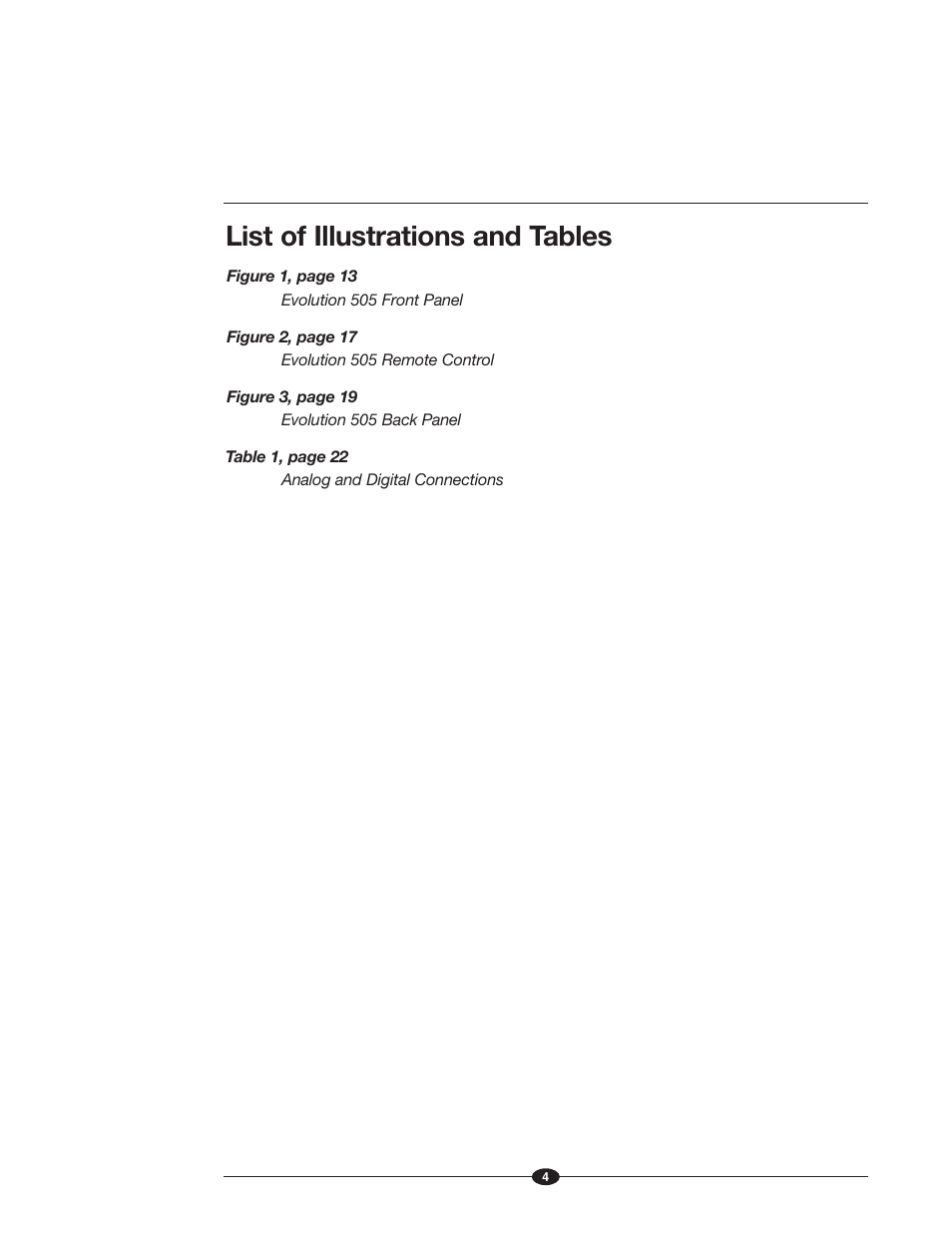 List of illustrations and tables | Krell Industries Evolution 505 User Manual | Page 4 / 32