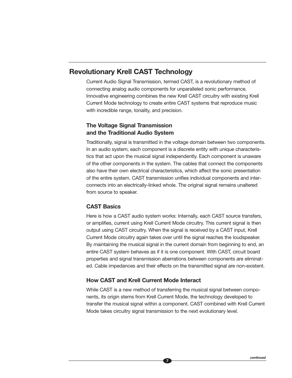 Revolutionary krell cast technology | Krell Industries Evolution 505 User Manual | Page 7 / 32