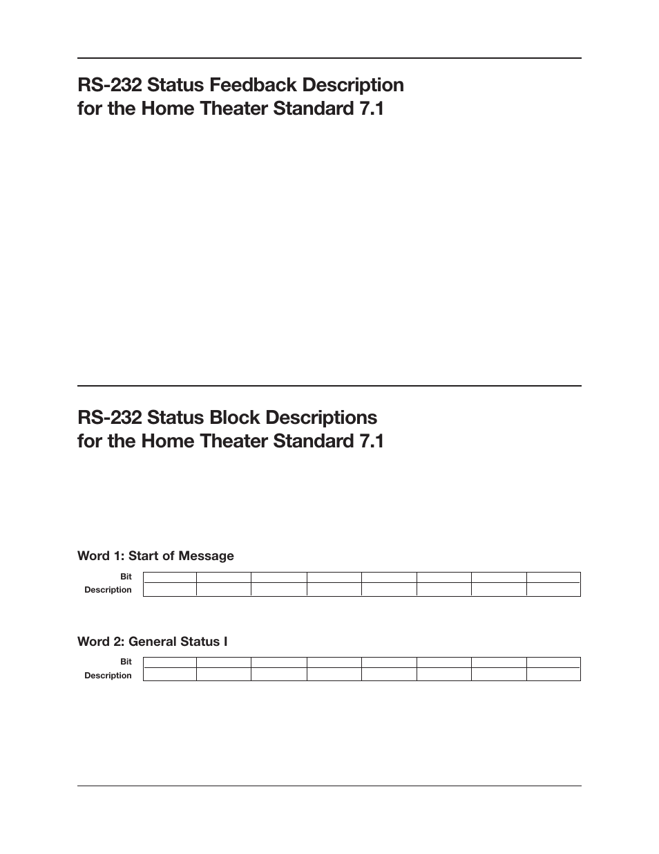Word 1: start of message, Word 2: general status i | Krell Industries RS-232 User Manual | Page 11 / 20