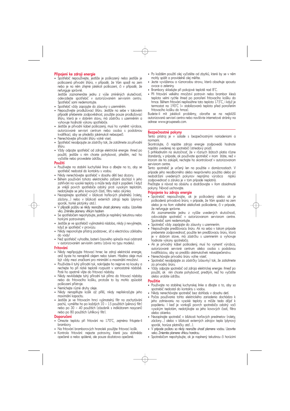 Slovensky | Tefal FA7004 Family Oleoclean User Manual | Page 14 / 20