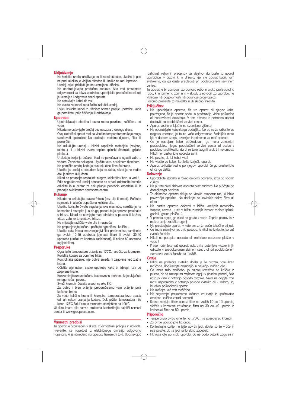 Slovensko | Tefal FA7004 Family Oleoclean User Manual | Page 16 / 20