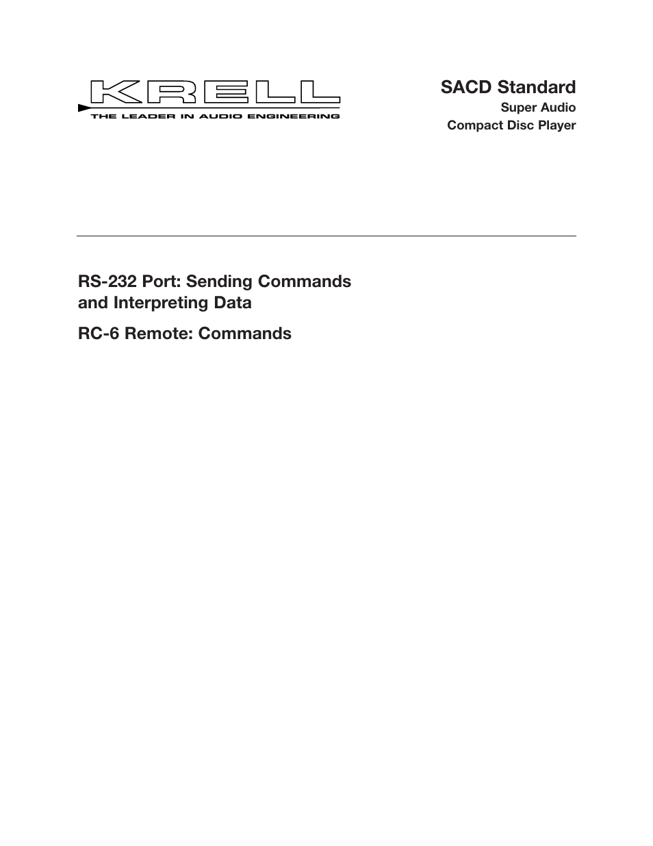 Krell Industries RS-232 User Manual | 8 pages