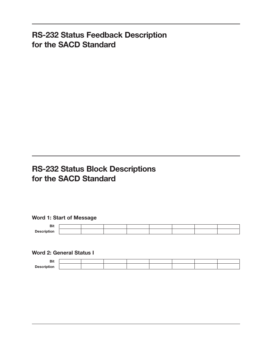 Word 1: start of message, Word 2: general status i | Krell Industries RS-232 User Manual | Page 6 / 8