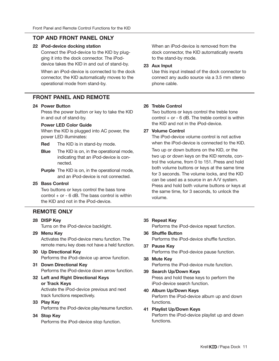 Krell Industries Papa Dock iPod Docking Station User Manual | Page 11 / 12