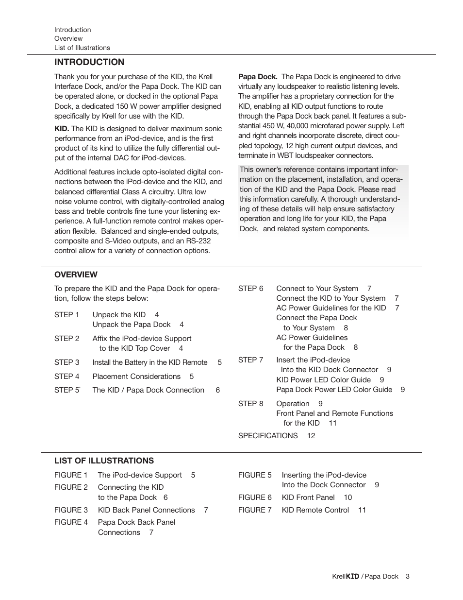 Krell Industries Papa Dock iPod Docking Station User Manual | Page 3 / 12
