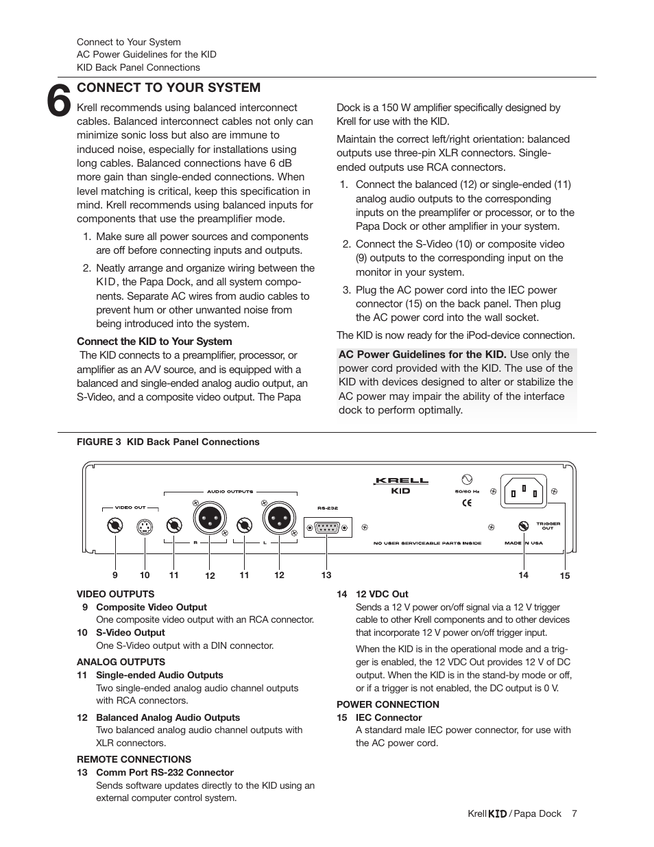 Krell Industries Papa Dock iPod Docking Station User Manual | Page 7 / 12