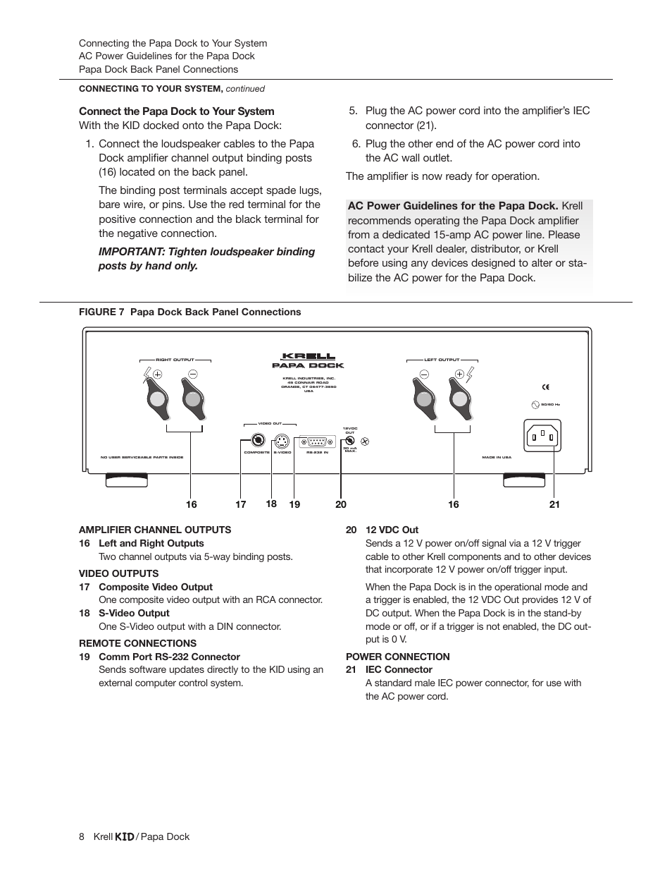 Krell Industries Papa Dock iPod Docking Station User Manual | Page 8 / 12