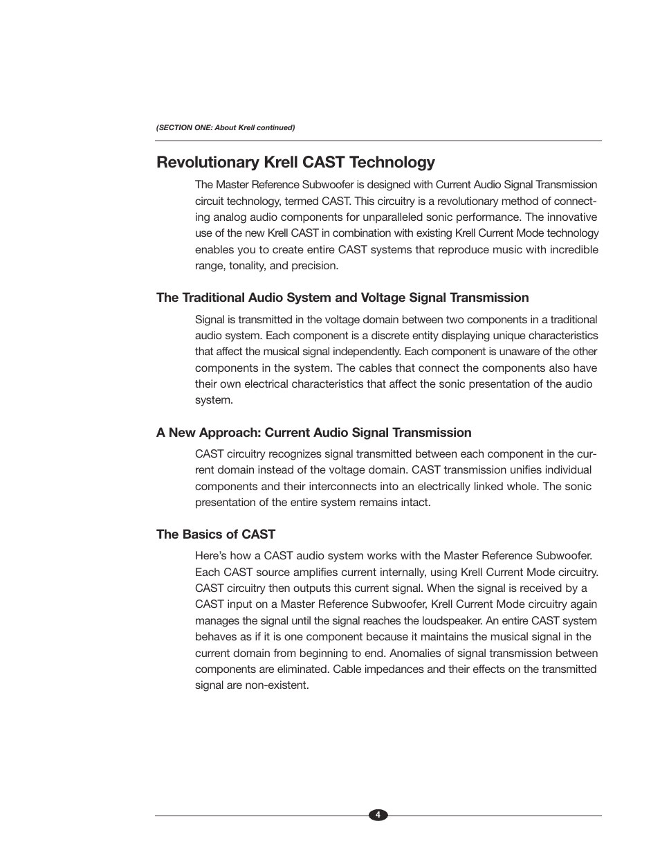 Revolutionary krell cast technology | Krell Industries MASTER REFERENCE SUBWOOFER User Manual | Page 10 / 58