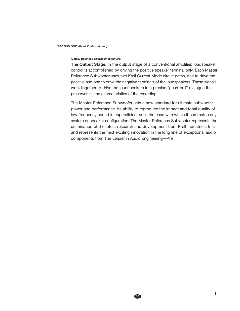 Krell Industries MASTER REFERENCE SUBWOOFER User Manual | Page 16 / 58