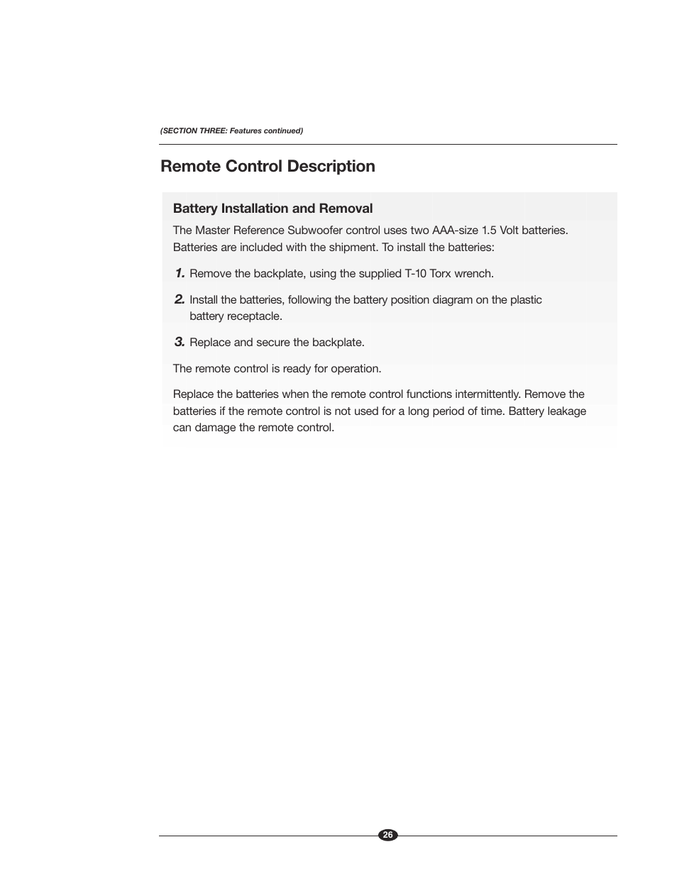Remote control description | Krell Industries MASTER REFERENCE SUBWOOFER User Manual | Page 32 / 58