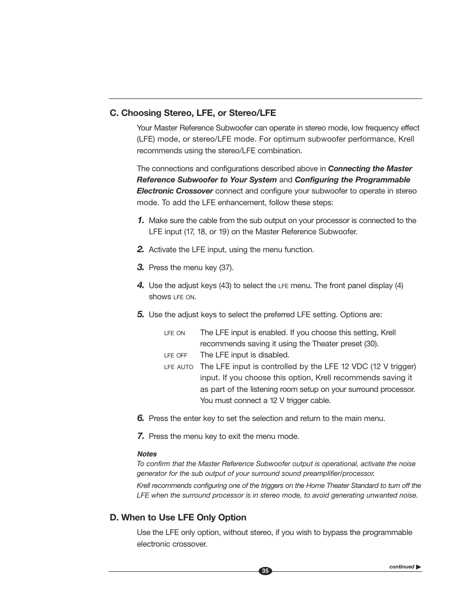 Krell Industries MASTER REFERENCE SUBWOOFER User Manual | Page 41 / 58