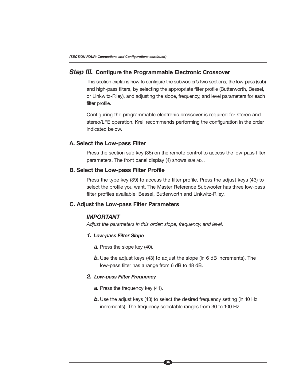 Step iii | Krell Industries MASTER REFERENCE SUBWOOFER User Manual | Page 42 / 58