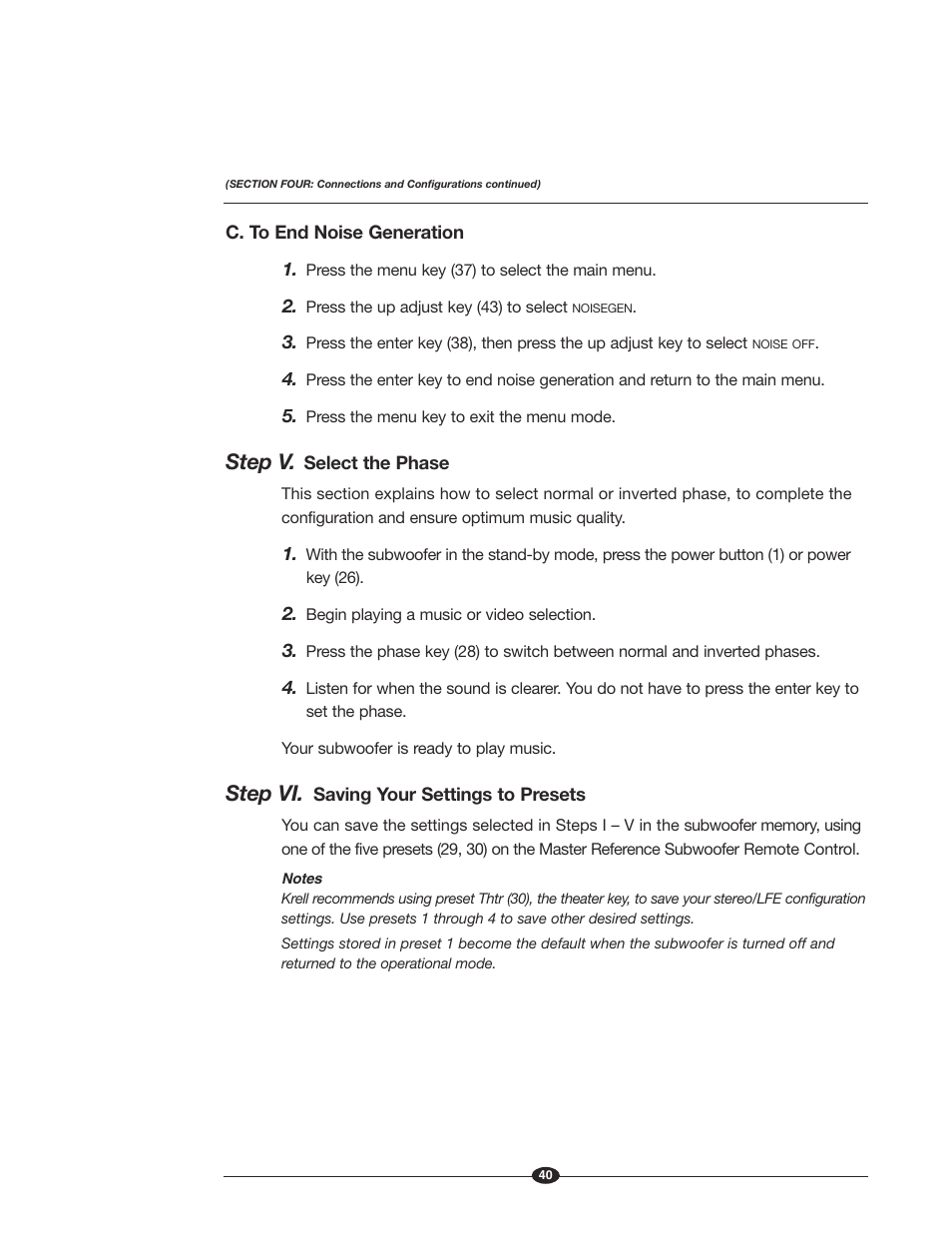 Step v, Step vi | Krell Industries MASTER REFERENCE SUBWOOFER User Manual | Page 46 / 58