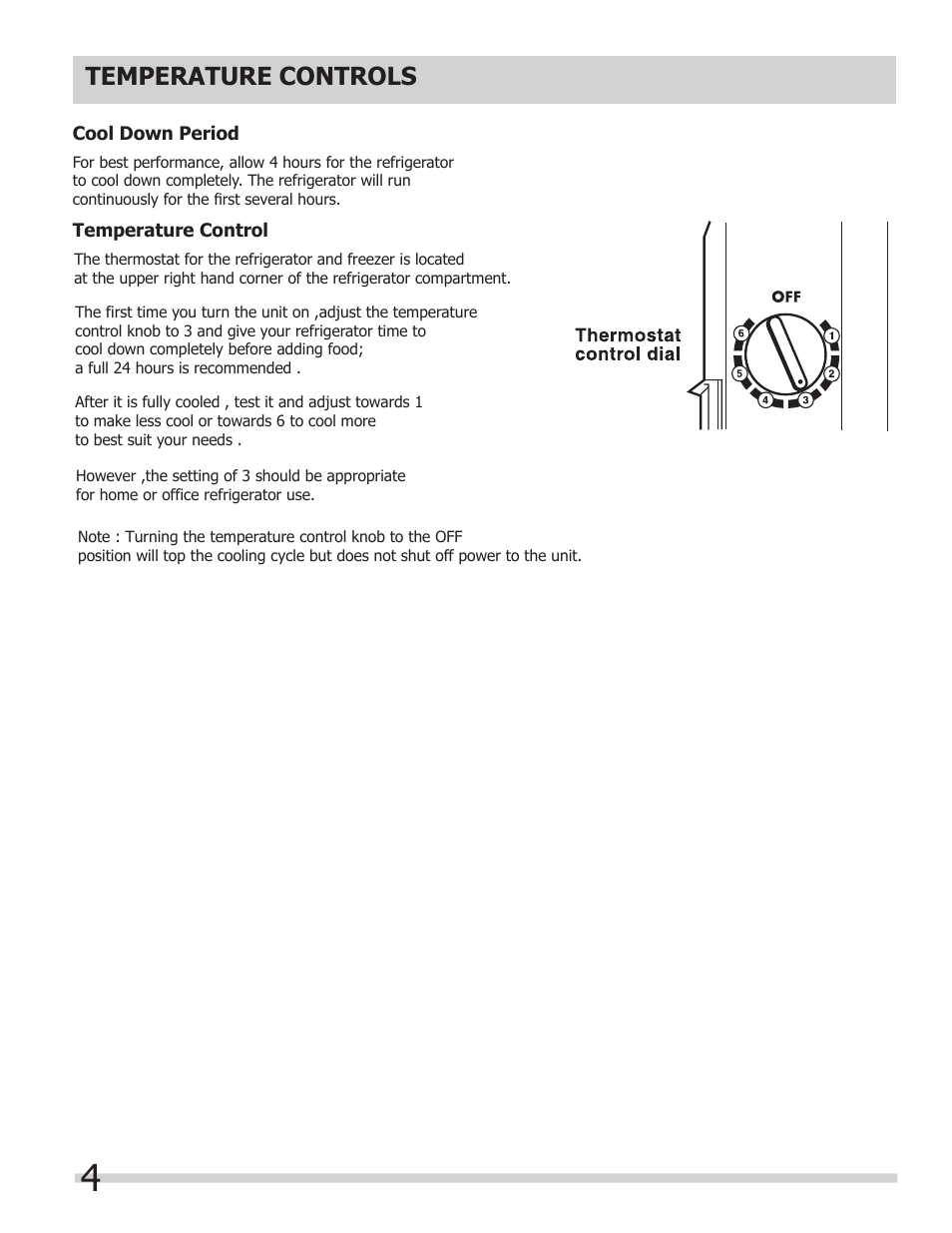 Temperature controls | Keystone Double Door Compact Refridgerator KSTRC312AW User Manual | Page 6 / 9