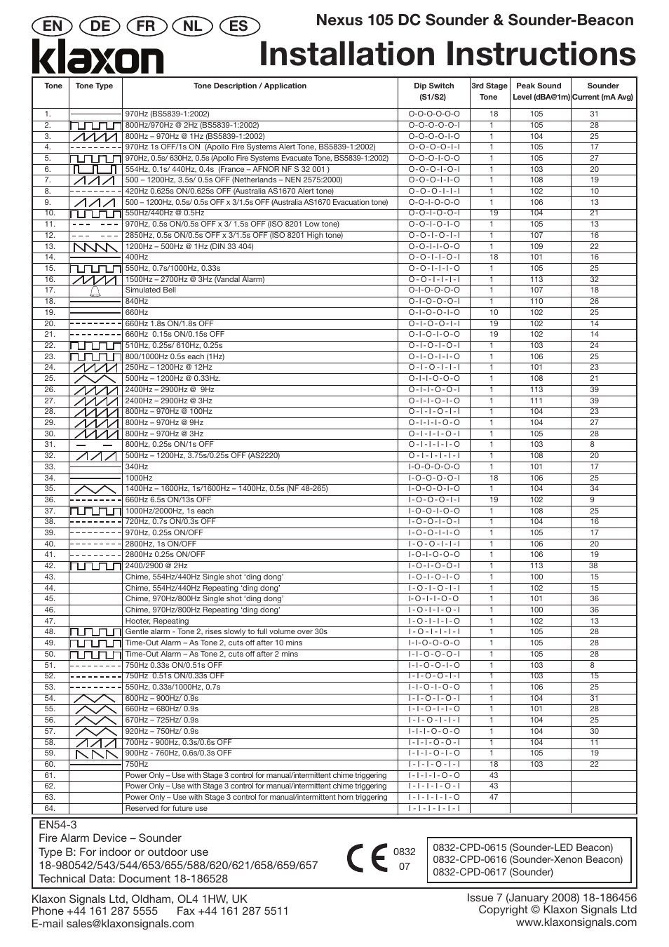 Klaxon Nexus 105 DC User Manual | 4 pages