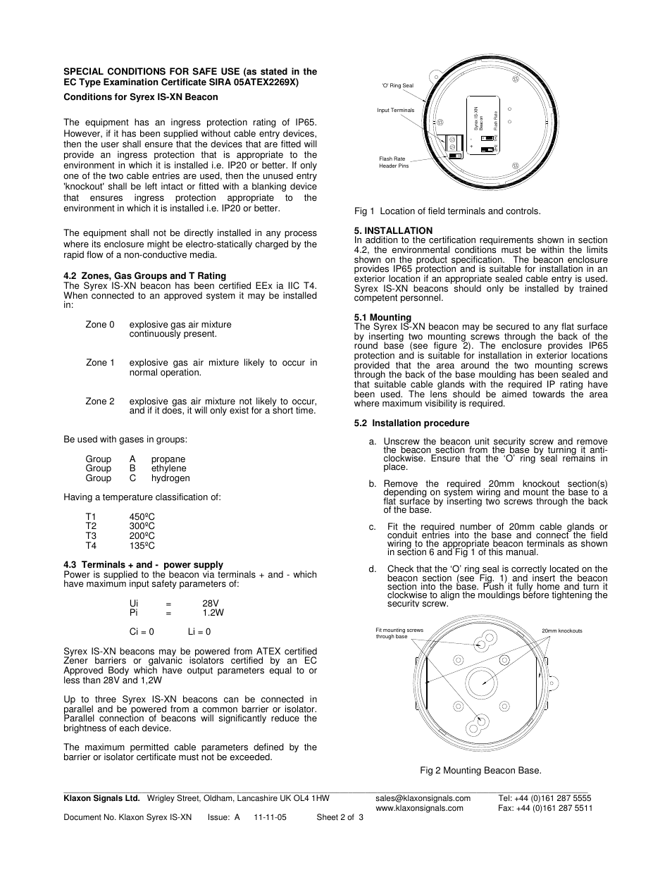 Klaxon Syrex IS-XN User Manual | Page 2 / 3