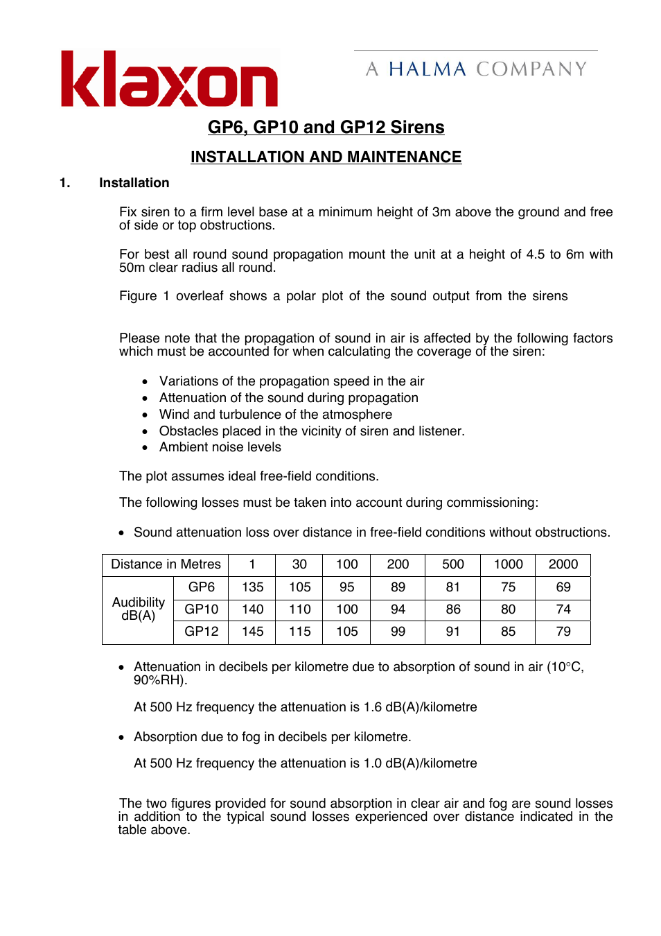 Klaxon GP12 User Manual | 4 pages