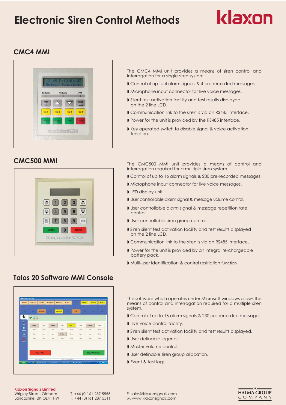 Klaxon CMC4 MMI User Manual | 6 pages