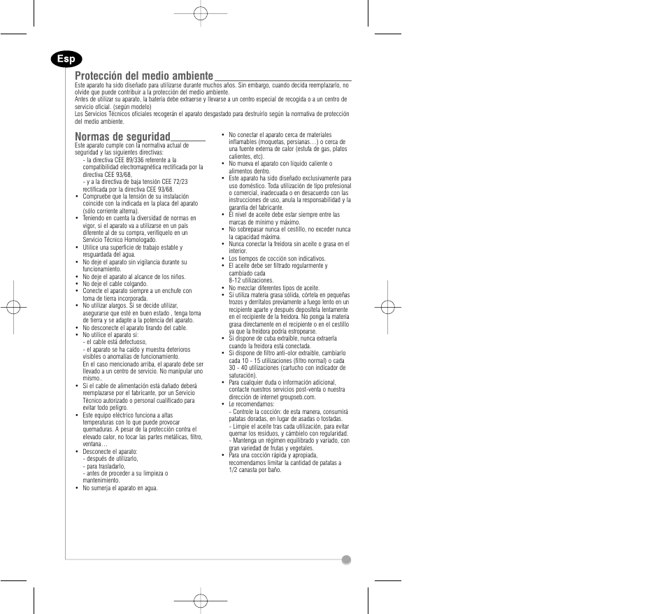 Protección del medio ambiente, Normas de seguridad | Tefal FA7001 part 2 User Manual | Page 6 / 24