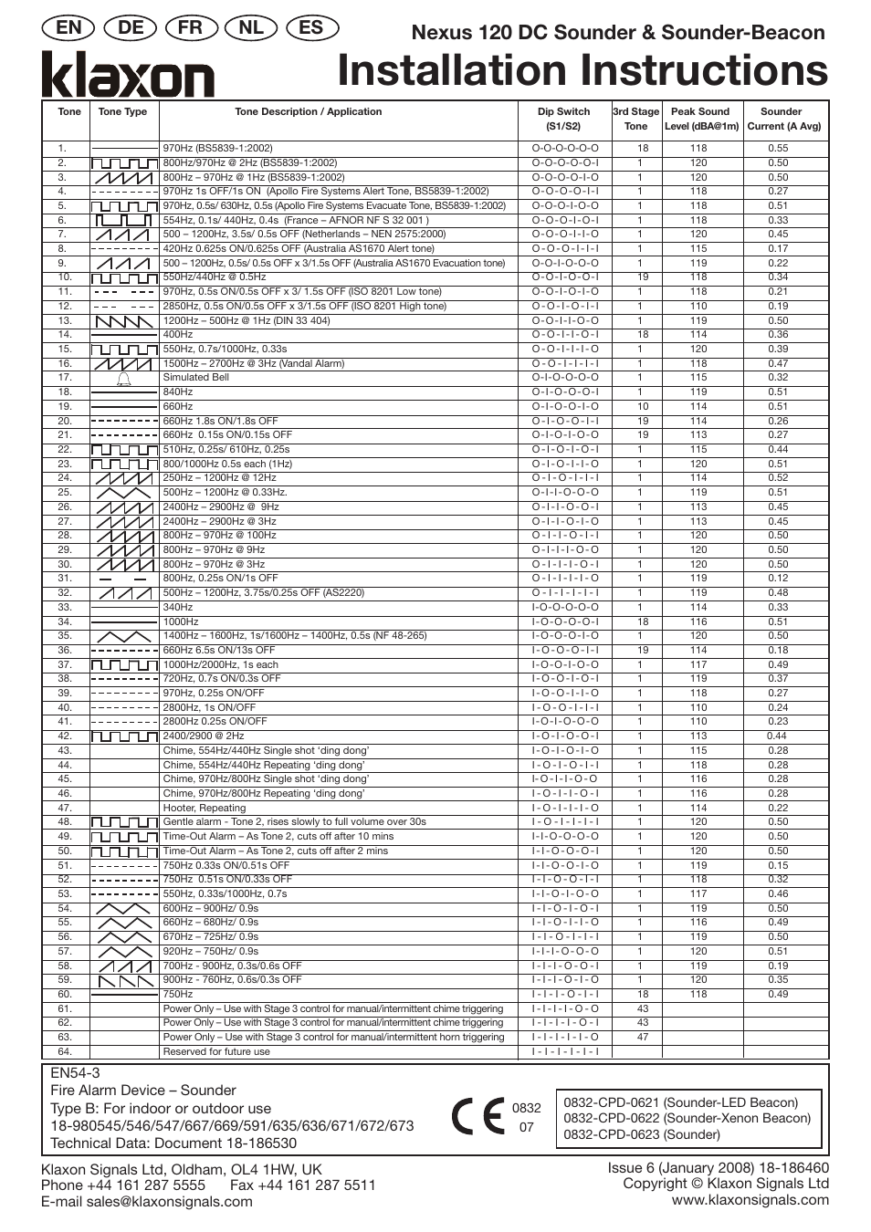 Klaxon Nexus 120 DC User Manual | 4 pages