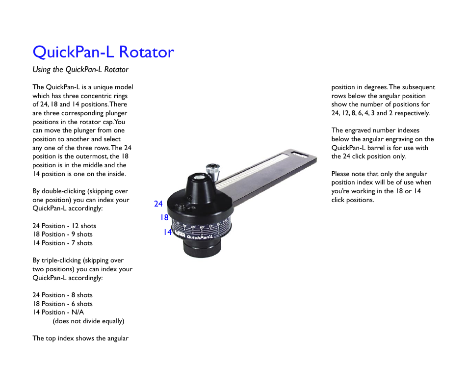 Quickpan-l rotator | Kaidan QuickPan Panoramic Tripod Head User Manual | Page 11 / 17