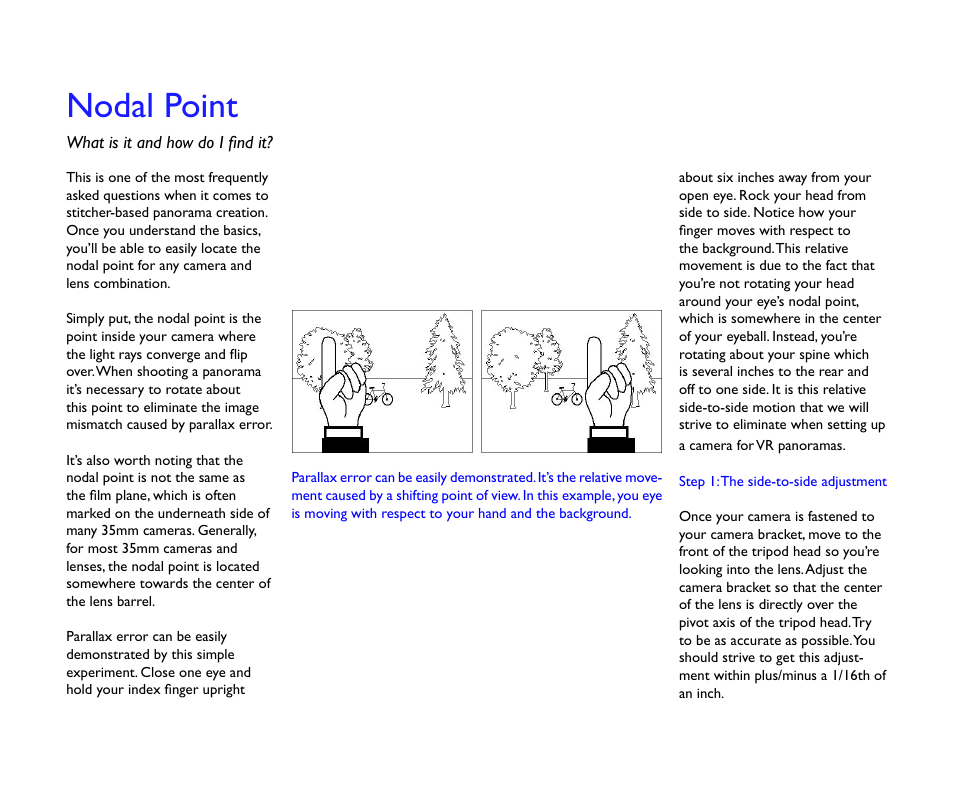 Nodal point | Kaidan QuickPan Panoramic Tripod Head User Manual | Page 12 / 17