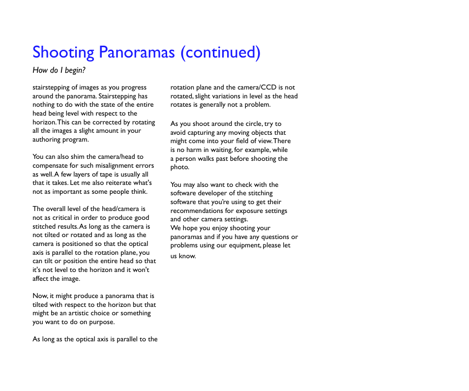 Shooting panoramas (continued) | Kaidan QuickPan Panoramic Tripod Head User Manual | Page 16 / 17