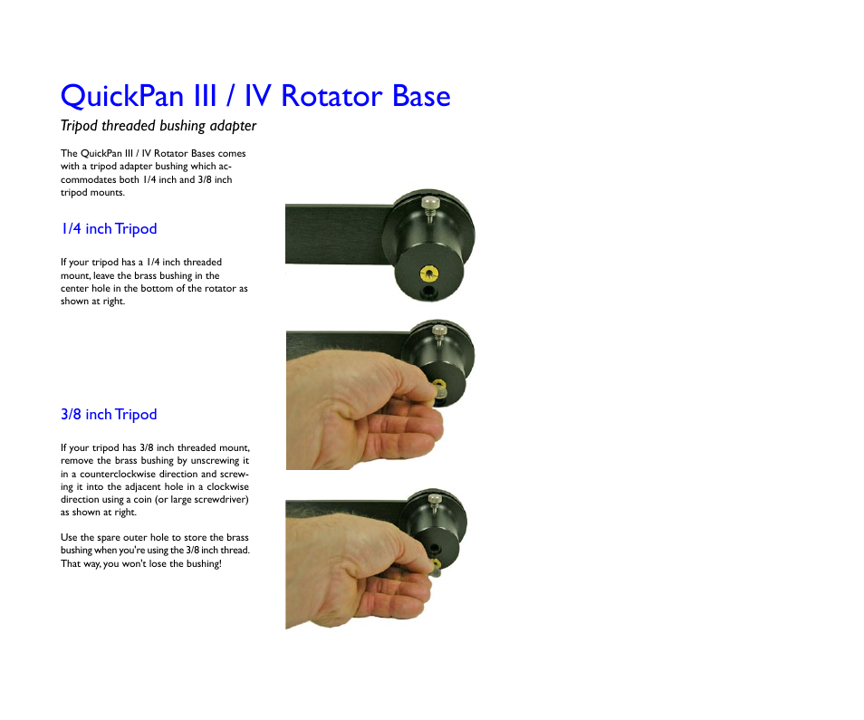 Quickpan iii / iv rotator base | Kaidan QuickPan Panoramic Tripod Head User Manual | Page 6 / 17