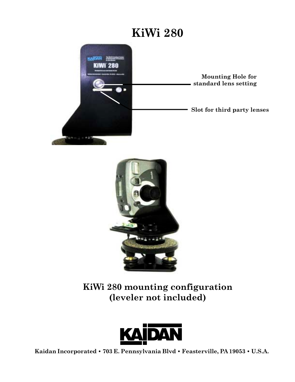 Kiwi 280 | Kaidan KiWi Digital Camera Tripod User Manual | Page 18 / 21
