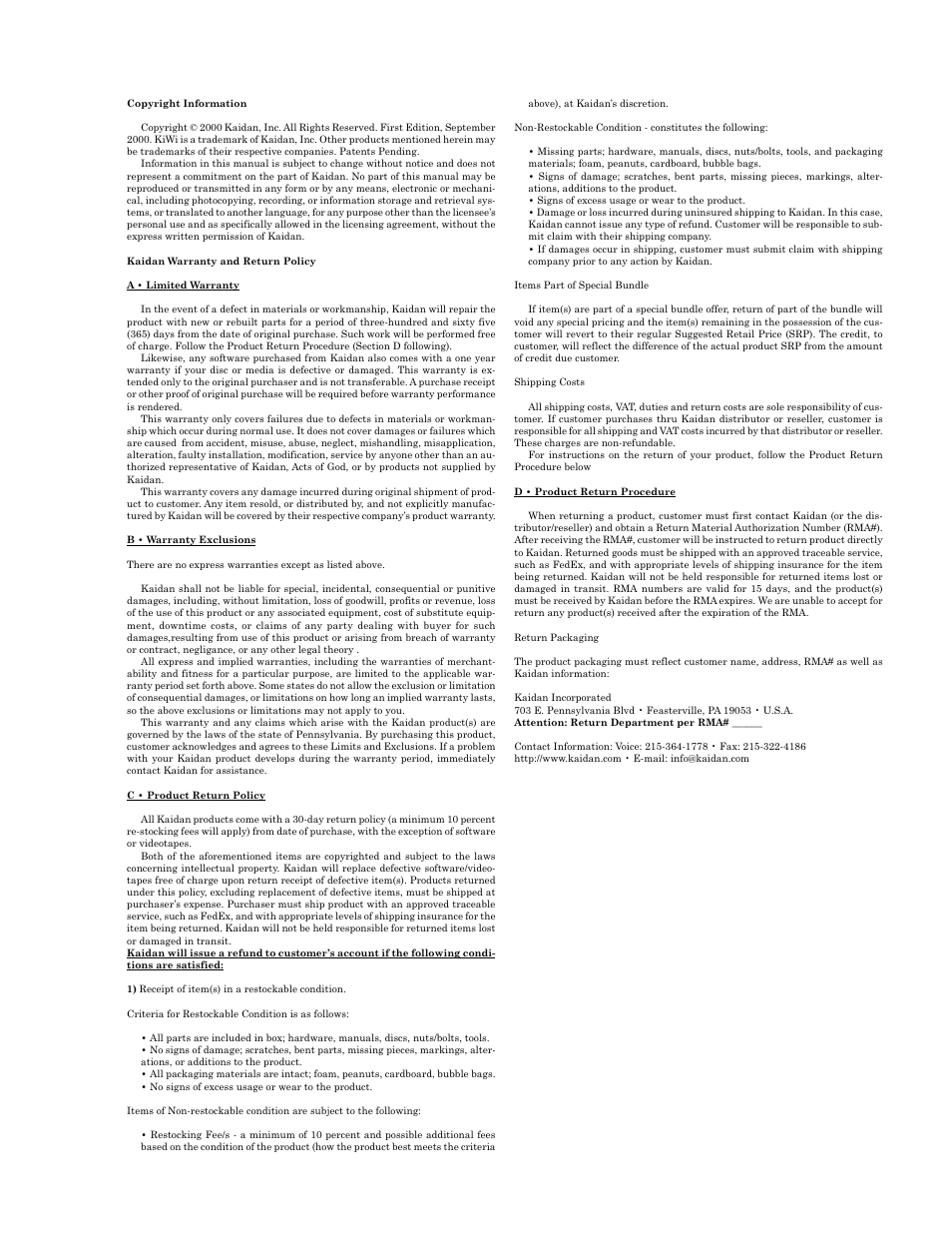 Kaidan TM-400 User Manual | Page 2 / 12