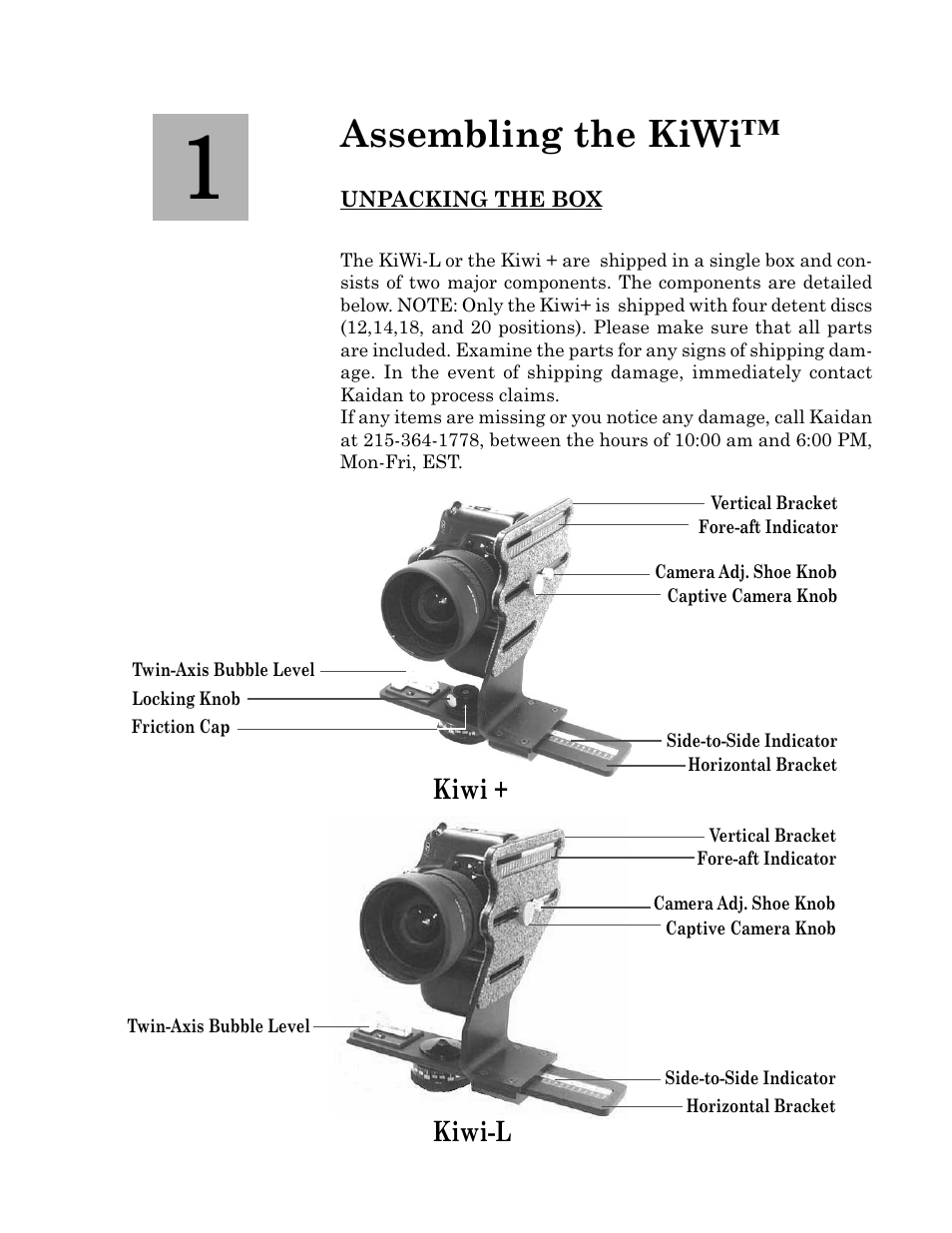 Assembling the kiwi, Kiwi + kiwi-l | Kaidan KiWi+ User Manual | Page 3 / 18