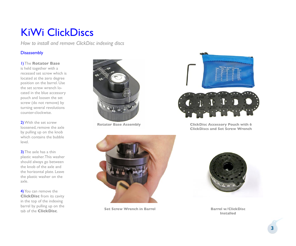 Kiwi clickdiscs | Kaidan Tripod User Manual | Page 4 / 19