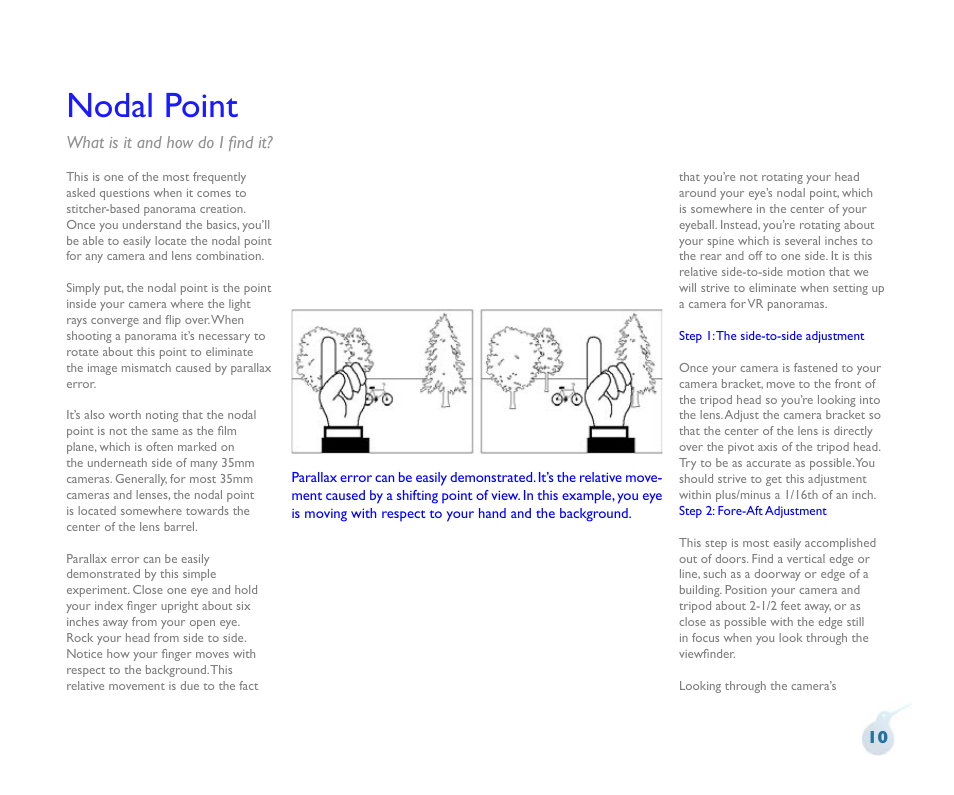 Nodal point | Kaidan KiWi Panoramic Tripod Head User Manual | Page 11 / 15