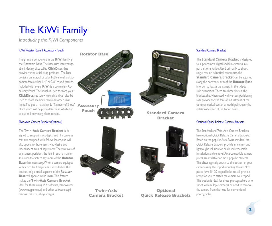 The kiwi family | Kaidan KiWi Panoramic Tripod Head User Manual | Page 3 / 15