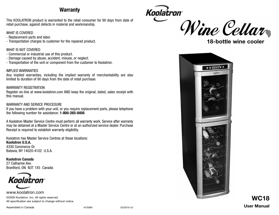 Koolatron WC18 User Manual | 2 pages