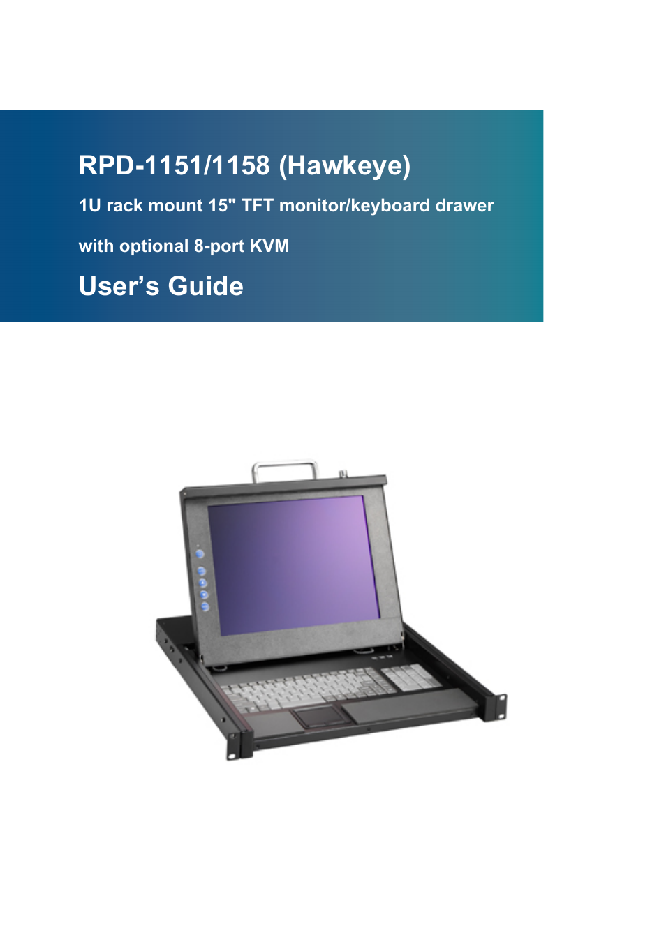 Koller-Craft Plastic Hawkeye 1U rack mount 15" TFT monitor/keyboard drawer RPD-1151 User Manual | 43 pages