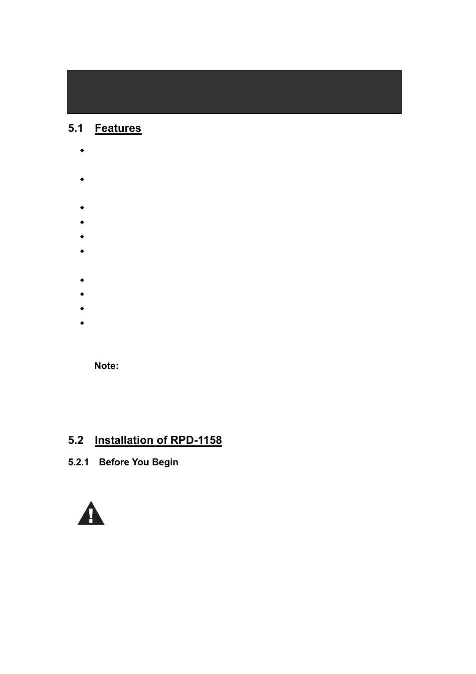 Chapter 5 kvm switch (rpd-1158 only), 1 features, 2 installation of rpd-1158 | 1 before you begin | Koller-Craft Plastic Hawkeye 1U rack mount 15" TFT monitor/keyboard drawer RPD-1151 User Manual | Page 31 / 43