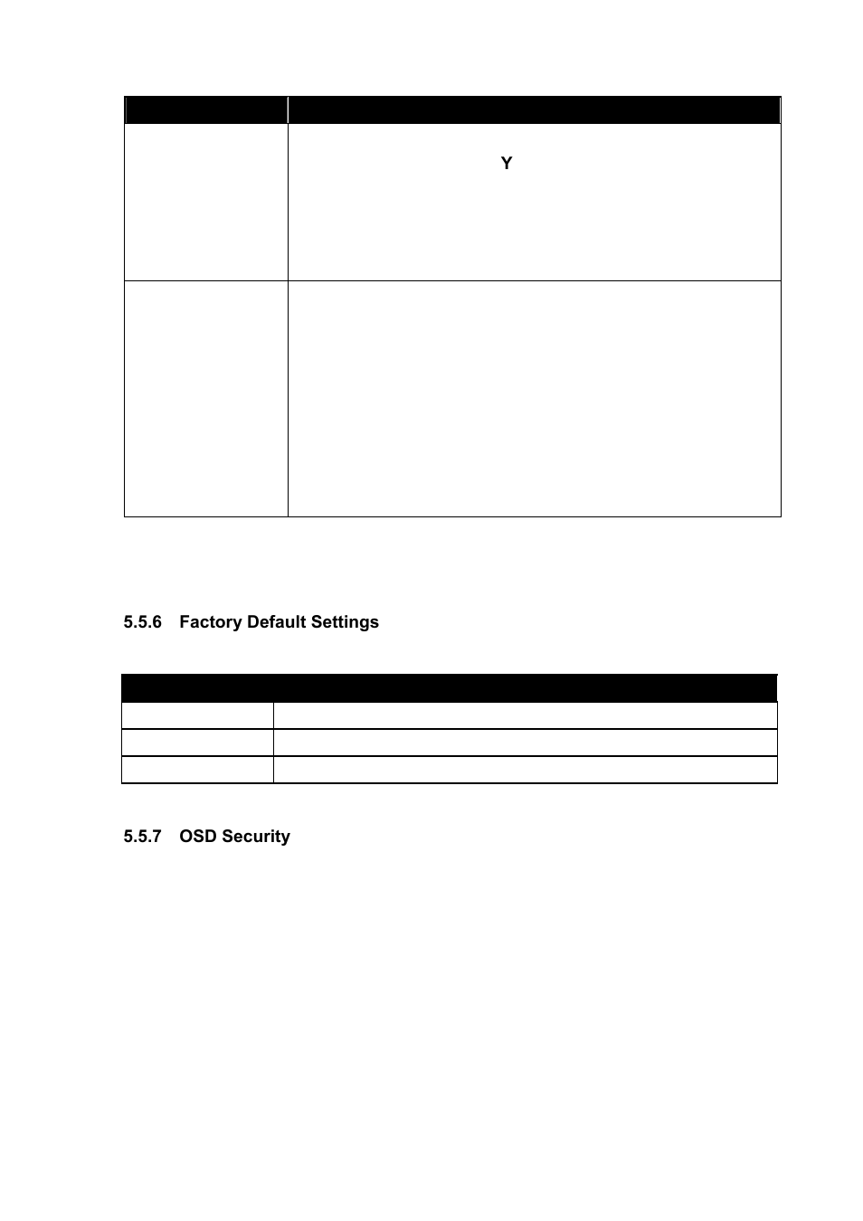 6 factory default settings, 7 osd security | Koller-Craft Plastic Hawkeye 1U rack mount 15" TFT monitor/keyboard drawer RPD-1151 User Manual | Page 41 / 43