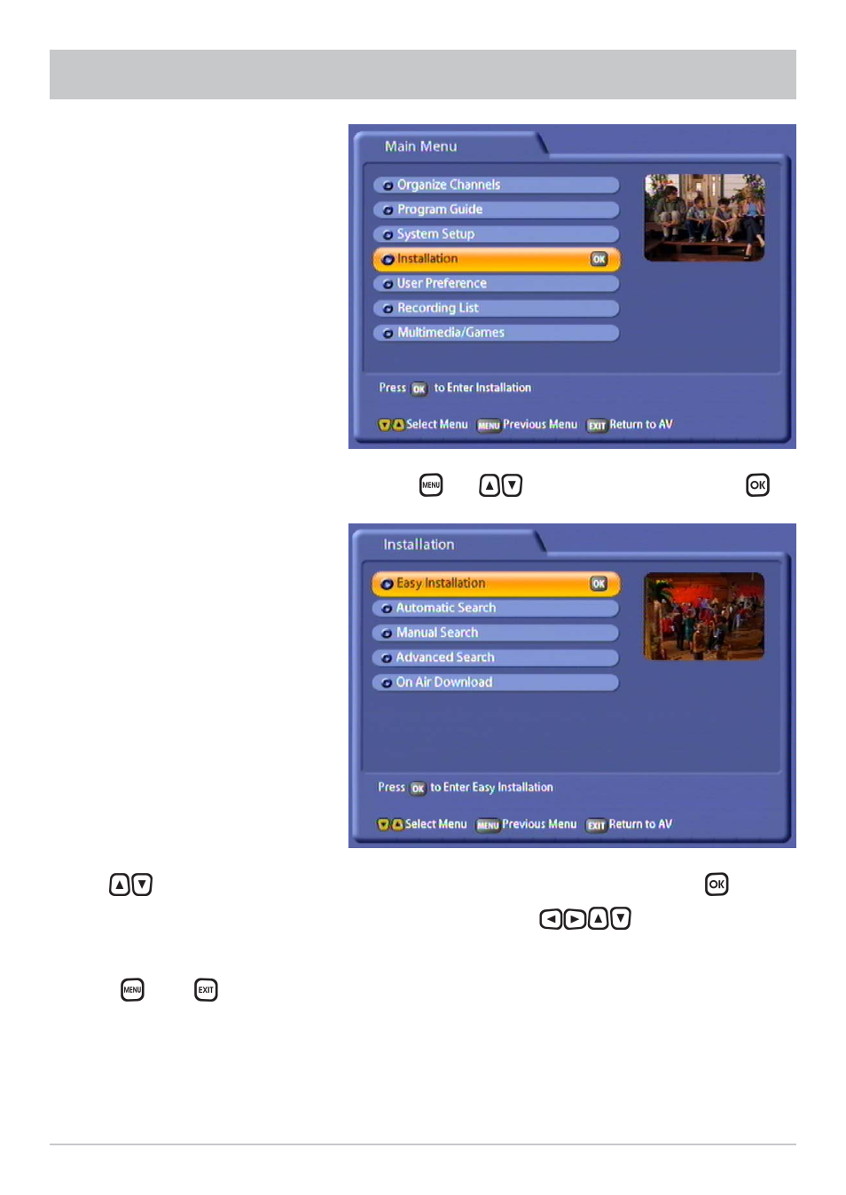 Installation menu | Kathrein UFC 861si User Manual | Page 100 / 128