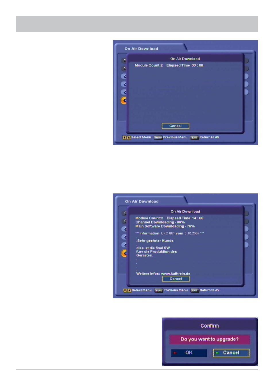 Software and programme list update | Kathrein UFC 861si User Manual | Page 108 / 128