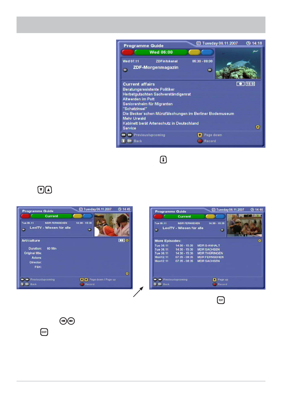 Electronic programme guide (epg) | Kathrein UFC 861si User Manual | Page 62 / 128