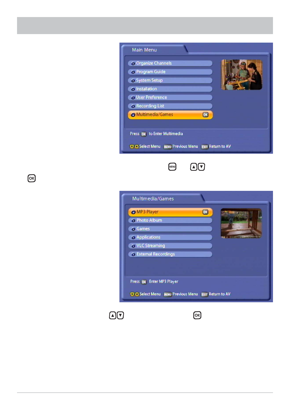 Multimedia/games | Kathrein UFC 861si User Manual | Page 90 / 128