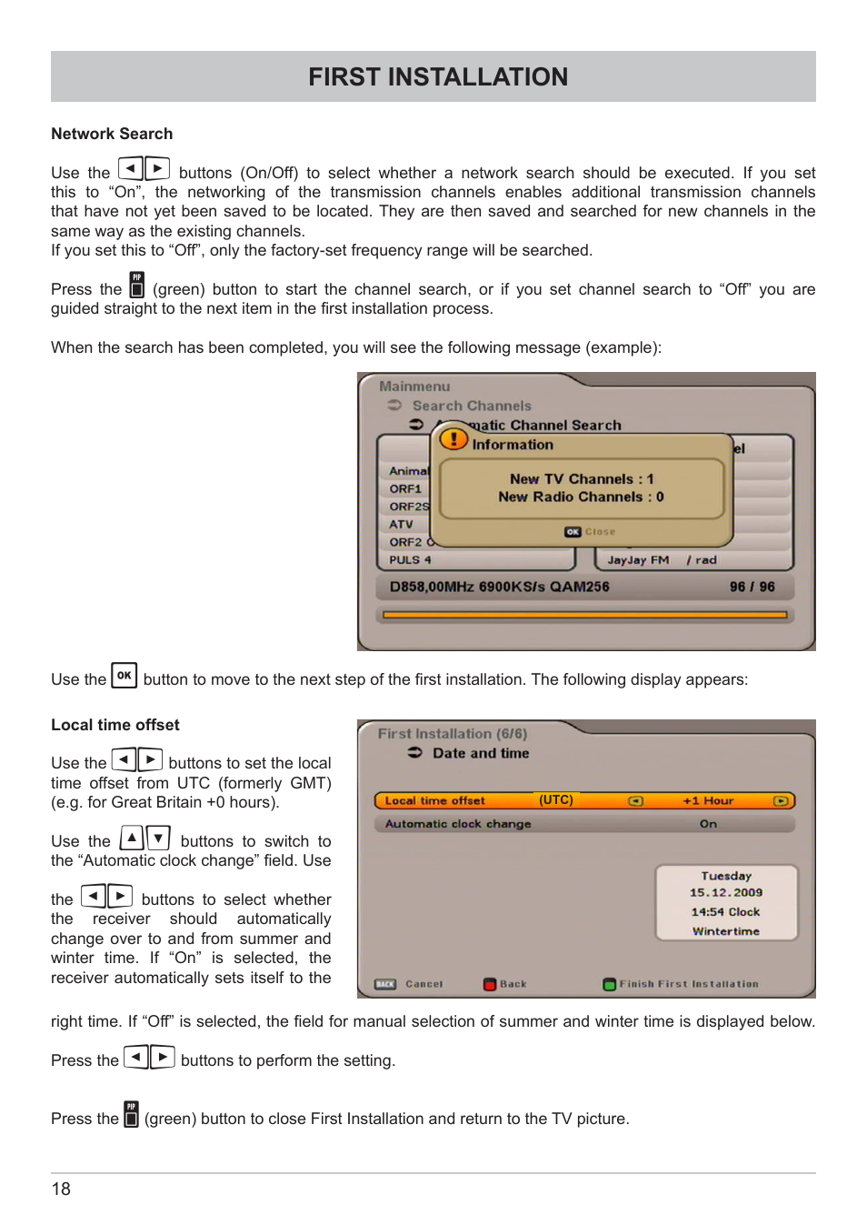 First installation | Kathrein DVB Cable Receiver UFC 662sw User Manual | Page 18 / 60