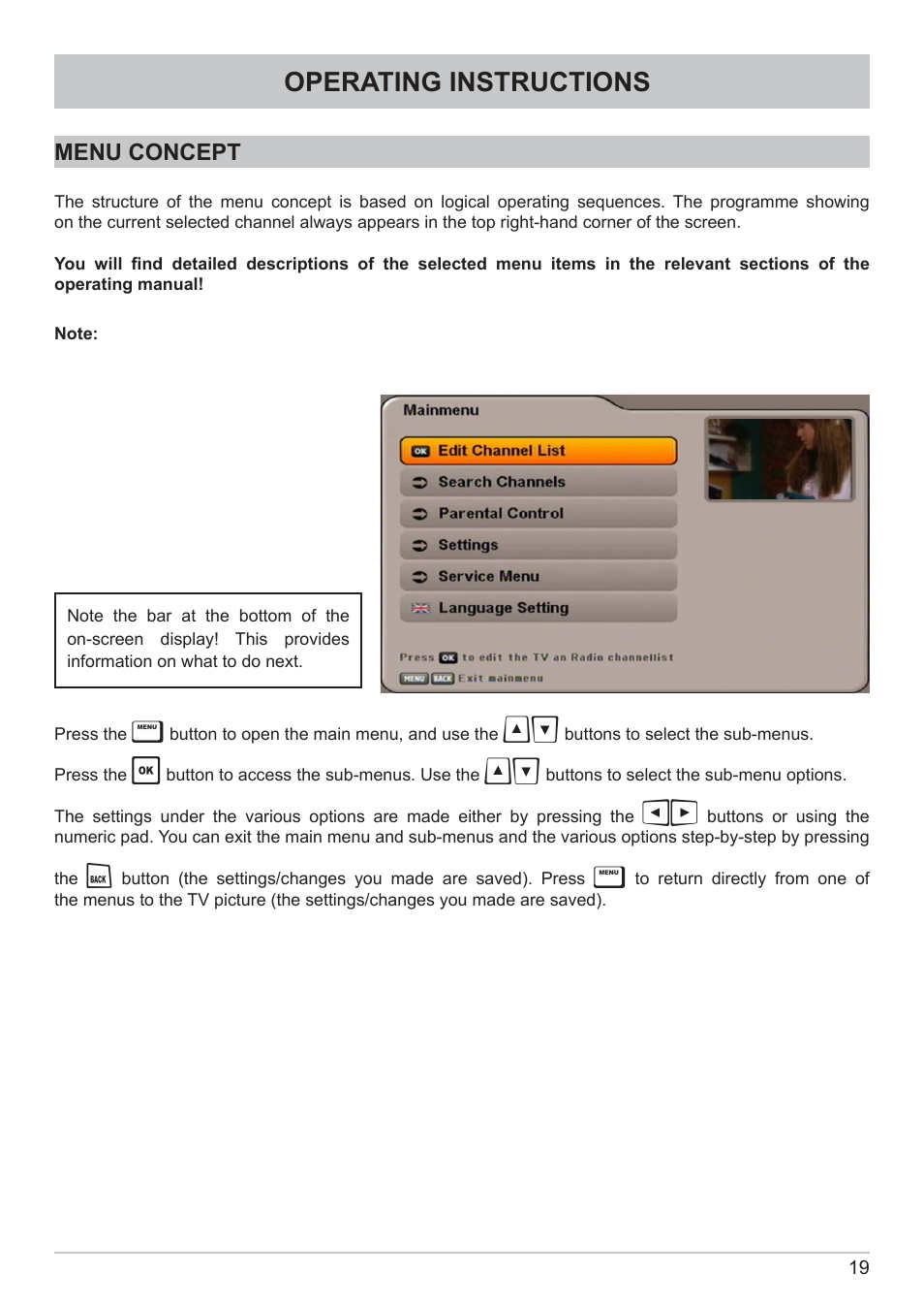 Operating instructions | Kathrein DVB Cable Receiver UFC 662sw User Manual | Page 19 / 60