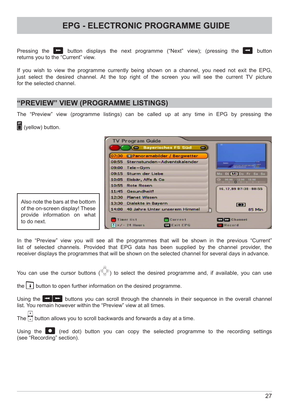 Epg - electronic programme guide | Kathrein DVB Cable Receiver UFC 662sw User Manual | Page 27 / 60