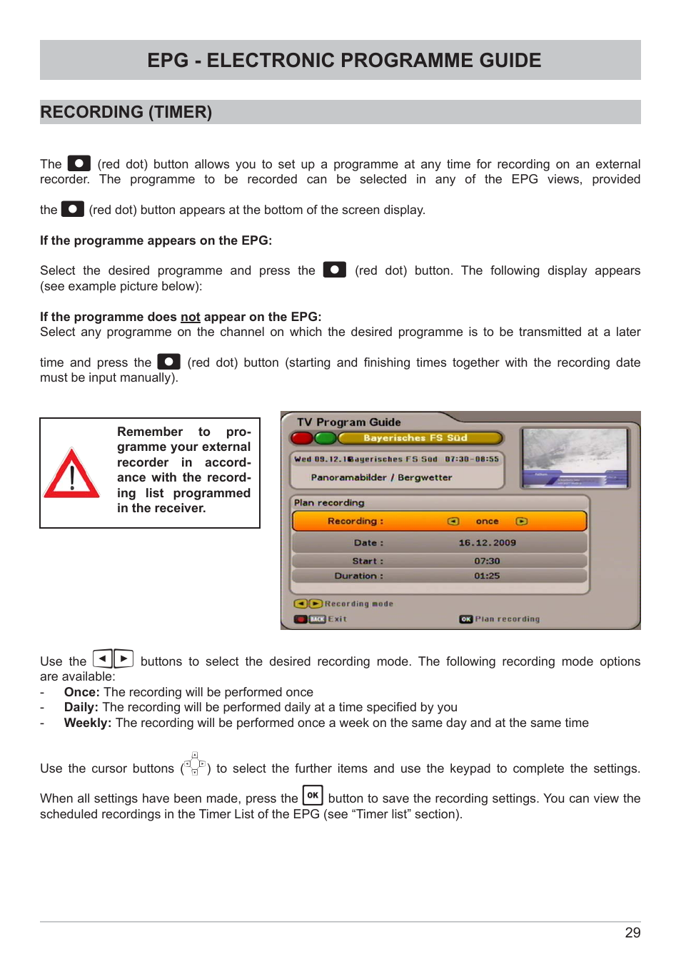 Epg - electronic programme guide | Kathrein DVB Cable Receiver UFC 662sw User Manual | Page 29 / 60